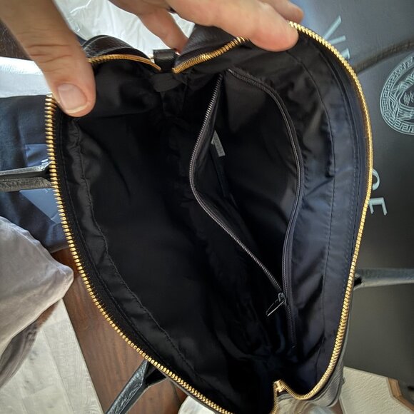 VERSACE 1013360 BLACK LEATHER MEDUSA MEDALION BRIEFCASE MESSENGER SHOULDER BAG - Picture 3 of 15